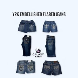 Y2K EMBELLISHED FLARED JEANS