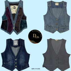 Gilet en denim rétro Y2K – Pièce idéale pour le su..