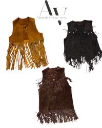 Vintage suede leather / cow boy style vest and mor..