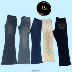 Jeans en denim évasés brodés Y2K - Audacieux et Vi..