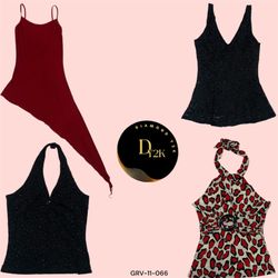 Edgy Y2K Vibes Ink & Cherry Cami Tops (GRV-11-066)