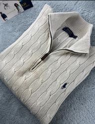 Pull en maille torsadée Ralph Lauren avec zip 1/4.