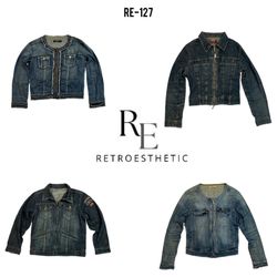  vestes en denim à fermeture éclair uniques Y2K (R..