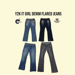 Y2K IT GIRL DENIM FLARED JEANS