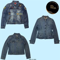 Throwback Y2K Denim Jacket - Button-Up Nostalgia (..