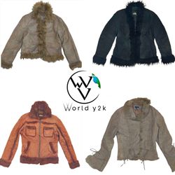 Chaqueta de shearling de ante Y2k