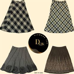 Soft Y2K Fairycore Wool Skirt with Check Print (GR..