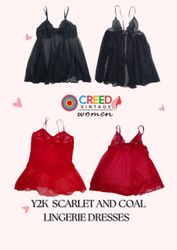 CR2766 Y2K Scarlet & Coal Lingerie Dresses - 15 Pc..