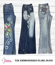 Y2K Embroidered Flared / Bell Bottom Jeans 10pcs