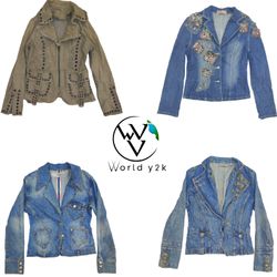 Y2k Denim Blazer Jacke