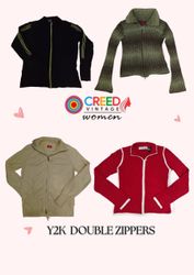 CR2785 Y2K Double Zipper Cardigans - 12 Pcs