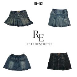 Y2K Denim Mini Plated Skirts (RE-183)