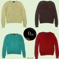 Classic Y2K Polo Sweater - Cable Knit Perfection (..