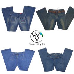 Jeans acampanados únicos Y2K