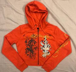 ED Hardy Femmes Sweat à Capuche Zippé Courts - Neu..