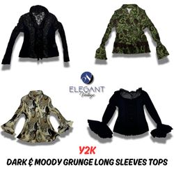 Y2K Dark & Moody Grunge Long Sleeves Top - 10 piec..