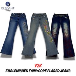 Y2K Emblemished Fairycore Flared Jeans - 12 pieces..