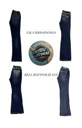 Y2K Embroidered Bell Bottom Jeans