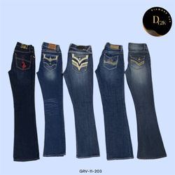 Y2K Dark Blue Denim Flare Jeans – Retro 2000s Aest..