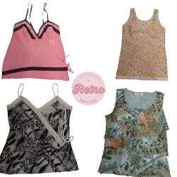 Vintage Y2K Cami/Sleevless Tops: 10 Pcs