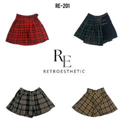 Y2K Tartan Plated Skirts (RE-201)