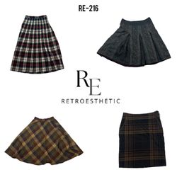 Y2K Checkered Wool Mix Skirts (RE-216)