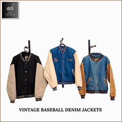VINTAGE BASEBALL DENIM JACKEN - 10 STÜCK