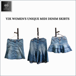 Y2K FRAUEN EINZIGARTIGE MIDI DENIMRÖCKE - 10 STÜCK