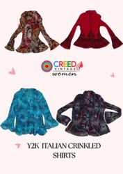 CR2946 Y2K Italian Crinkle Shirts - 10 Pcs