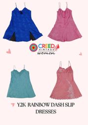 CR2963 Y2K Rainbow Dash Slip Dresses - 10 Pcs
