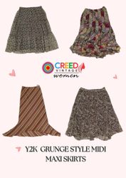 CR2966 Y2K Grunge Style Middi Maxi Skirts - 8 Pcs
