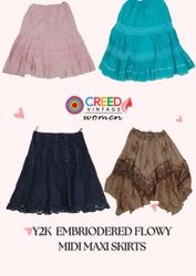 CR2975 Jupes Middi/Maxi Flowy Brodées Y2K - 8 Pcs