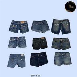 Y2K True Religion & Rock Revival Mini Denim Shorts..