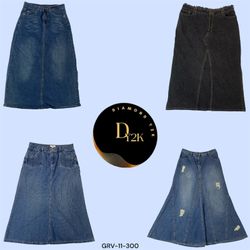 Y2K Classic Denim Maxi Skirt (GRV-11-300)