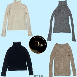 Y2K Chunky Knit Turtleneck Pullover – Trendy & War..