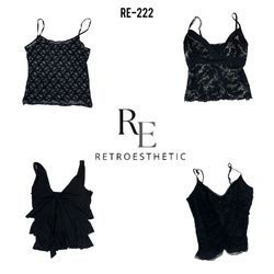 Y2K Gothic Black Rawe  Cami Tops (RE-222)