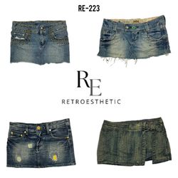 Y2K Denim Unique Micro Mini Skirts (RE-223)