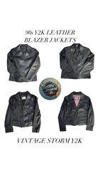 90s Y2K STRUCTURED LEATHER BLAZER JACKETS