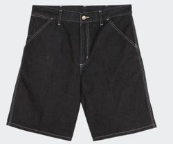 Carhartt rework style black shorts with white stit..