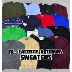 Ralph Lauren Tommy Hilfiger and Lacoste Sweaters