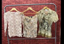 Y2K Tops de Malha Marrom Claro 8Pcs
