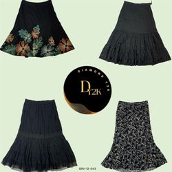 Retro Chic Y2K Black Polyester Skirt (GRV-12-043)