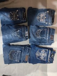 niedrig geschnittene Y2K-Rhinestone-Jeans