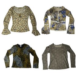 Y2k Animal Print X Mesh Tops (SU-058)