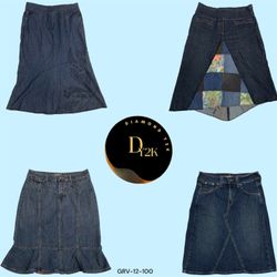 Retro Y2K Denim Maxi Skirt (GRV-12-100)