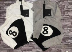 Rework Style Stussy 8 Ball Sherpa Fleece Jackets -..