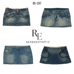 Y2K Paris Hilton Era Denim Micro Mini Skirts (RE-2..