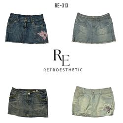 Y2K Denim Unique Micro Mini Skirts (RE-313)