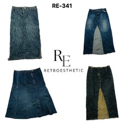 Y2K Long Unique Denim Skirts (RE-341)