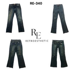 Y2K Unique Flared Jeans (RE-340)